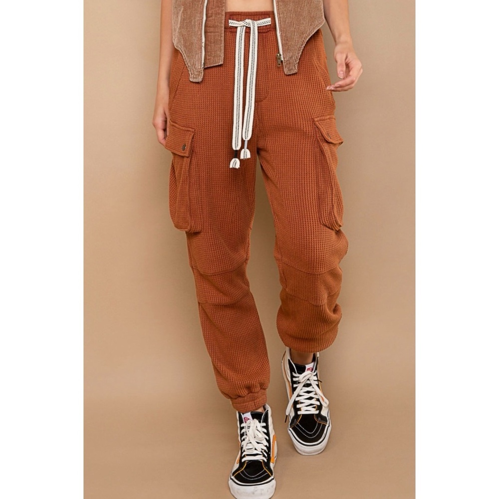 POL Brick Waffle Knit Regular Fit Waffle Knit Cotton Joggers - Picture 5 of 10
